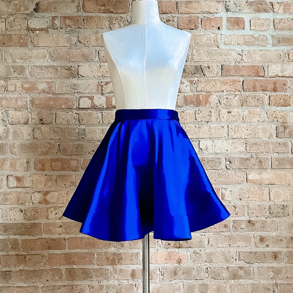 SUITE Cobalt Blue Silk Skater Skirt